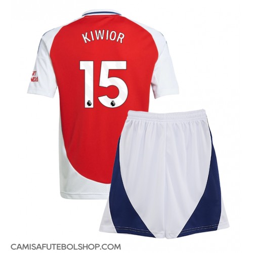 Camisa de time de futebol Arsenal Jakub Kiwior #15 Replicas 1º Equipamento Infantil 2024-25 Manga Curta (+ Calças curtas)